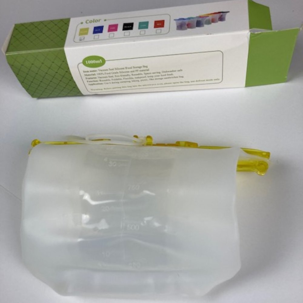 Vacuum seal silicone food storage bag Food Grade Yellow 2 Pkg.